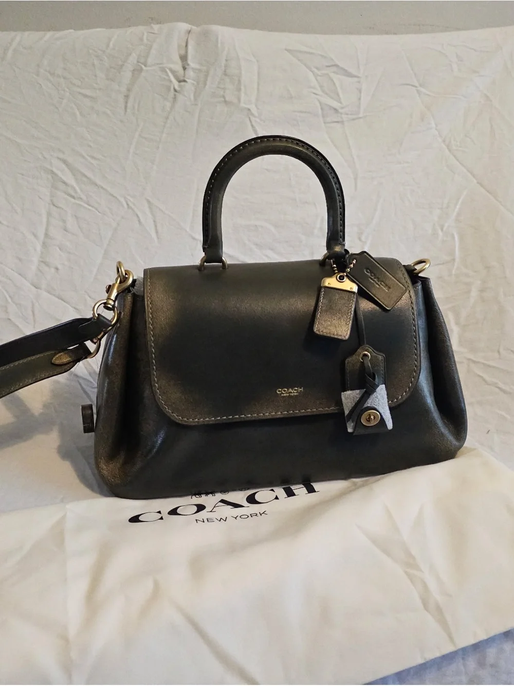 New Coach Slouchy Rogue in Green loved leather Satchel bag